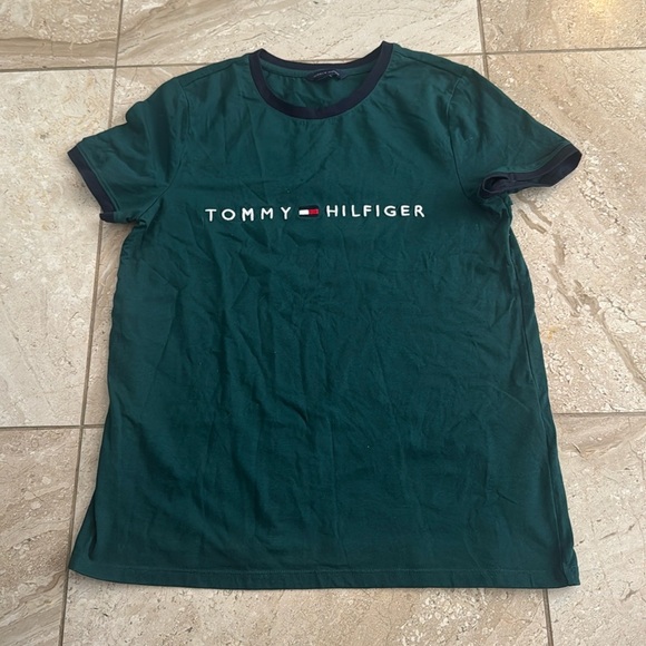 Tommy Hilfiger Logo Tee hunter green navy blue size medium women's - Picture 1 of 2